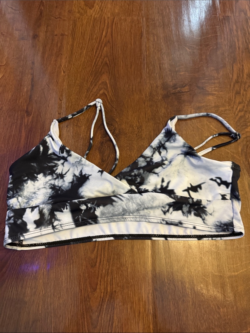 Black & White Tie-Dye Swim Top